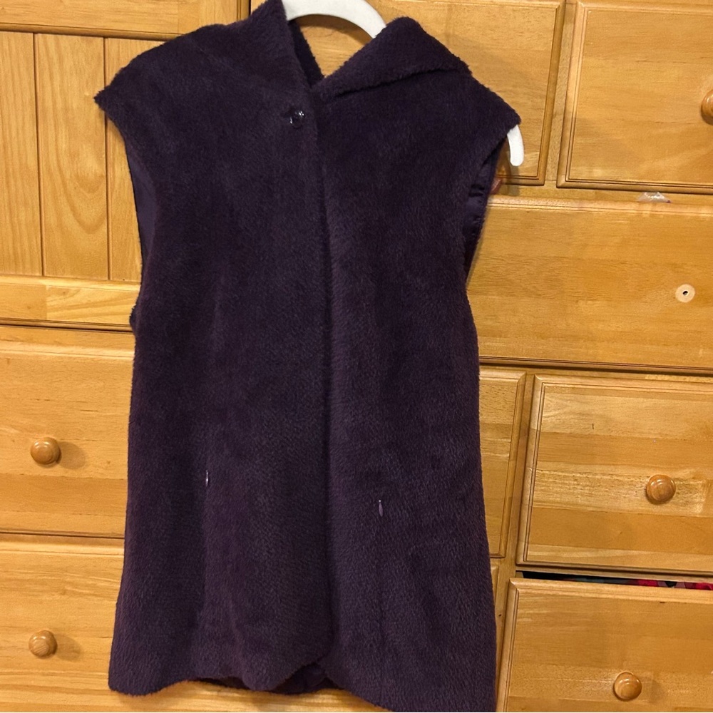 Itala Testino Women’s Purple Alpaca & Wool Blend Hooded Vest Size Small EUC